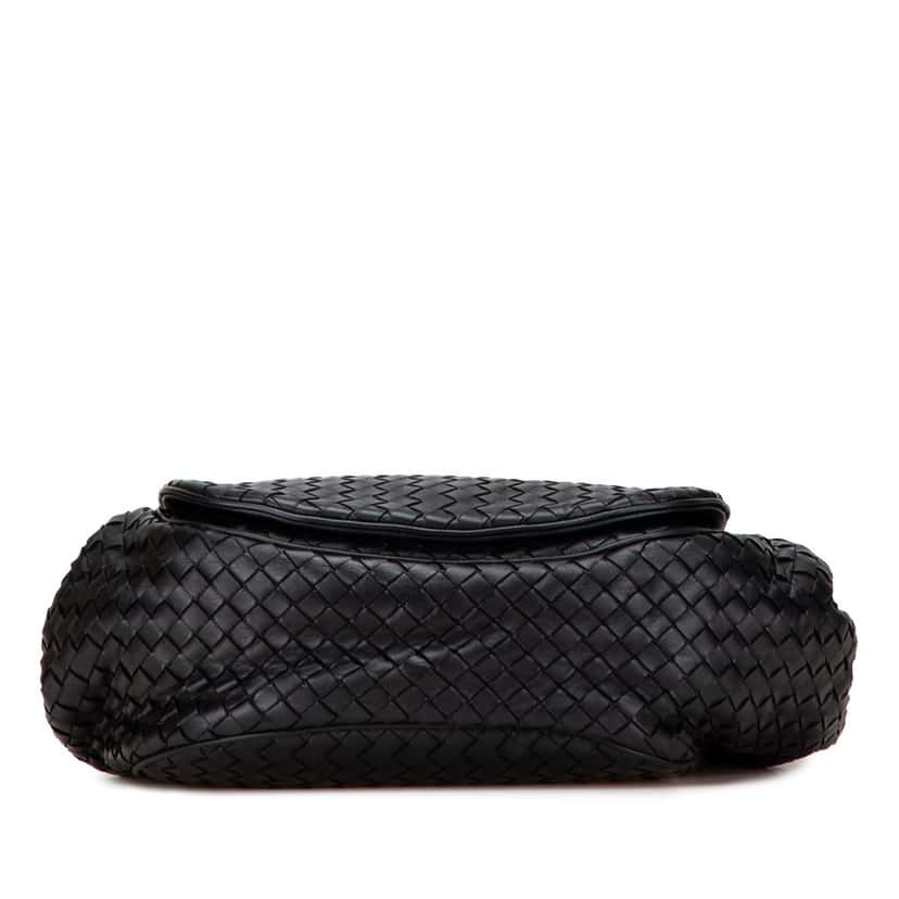 Bottega Veneta Nappa Intrecciato Flap Crossbody Black Leather Good condition - Inside View