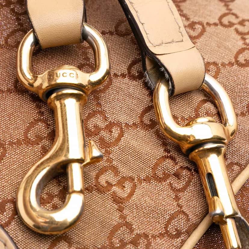 Gucci Medium GG Lurex Scarlett Satchel Brown Canvas Fair condition - Box View