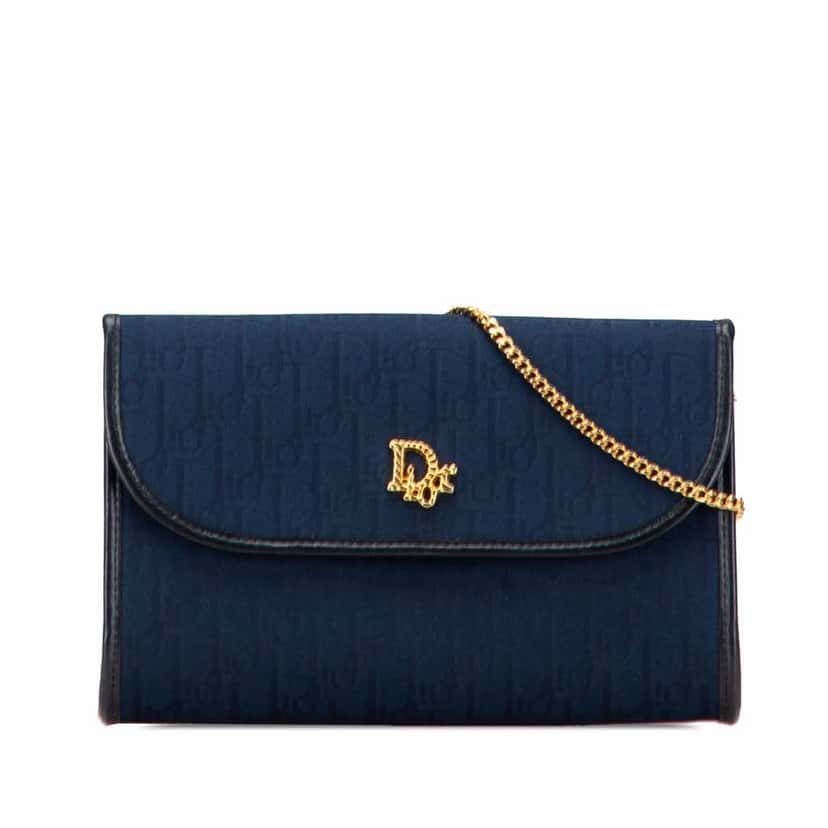 Dior Diorissimo Trotter Canvas Chain Crossbody Blue Canvas Good condition - Front View