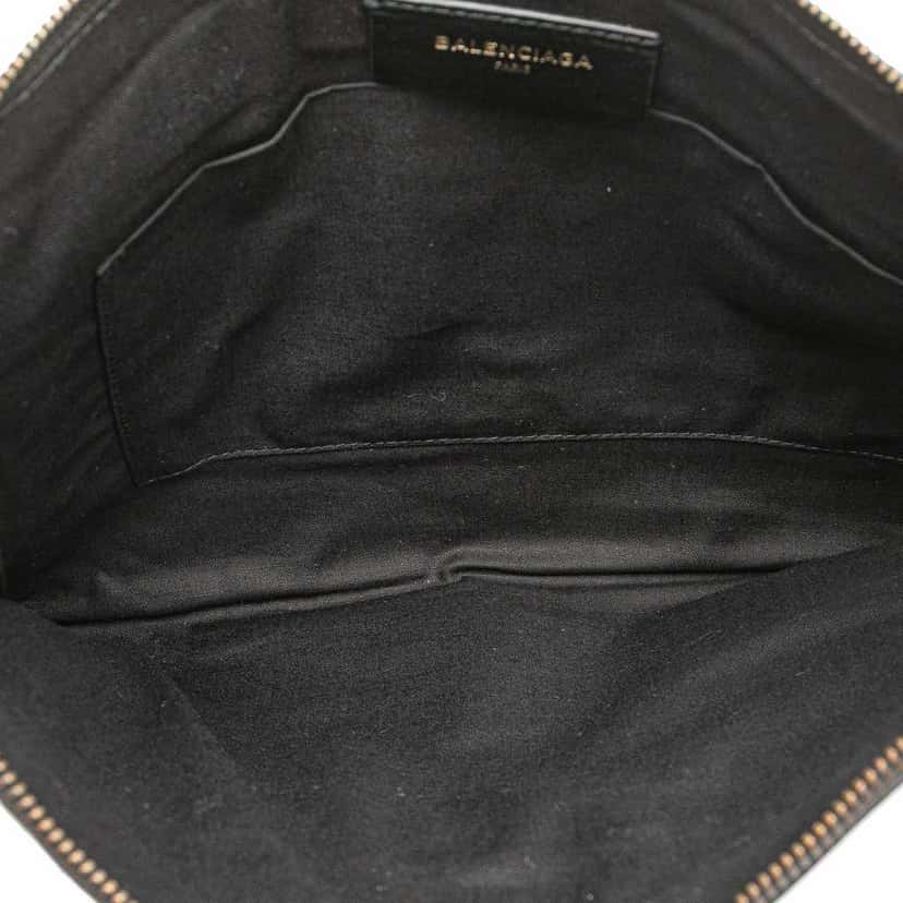 Balenciaga Lambskin Motocross Classic Graffiti Zip Around Flat Clutch Black Leather Good condition - Model View