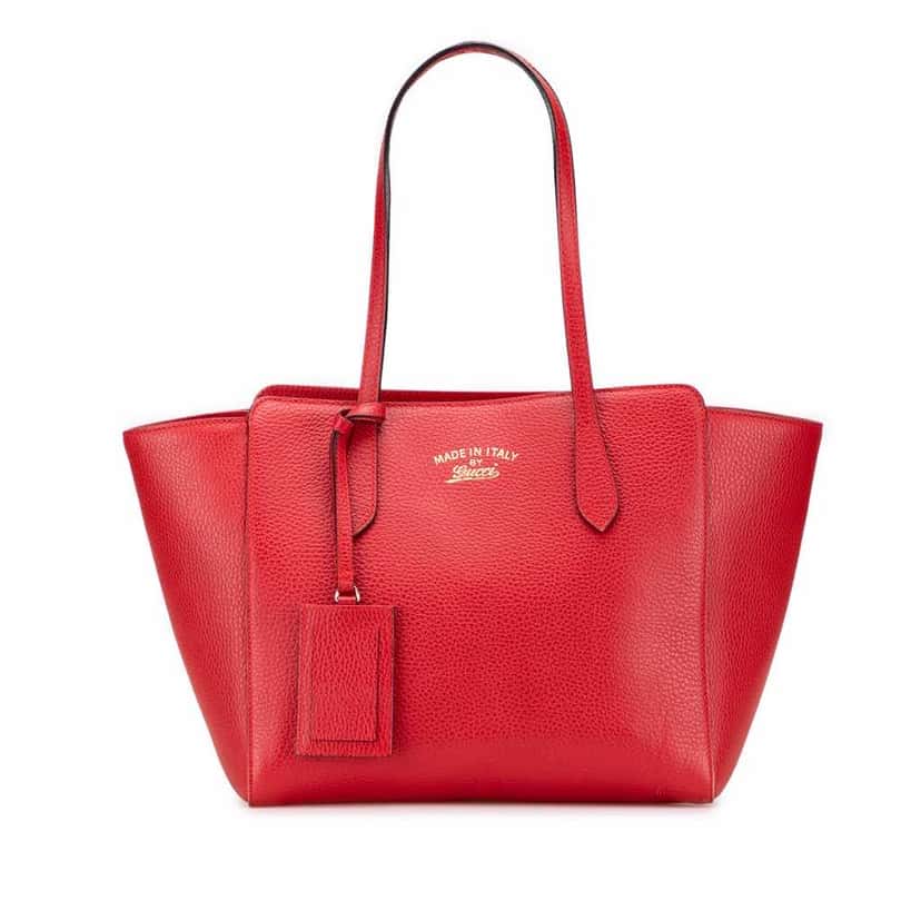 Gucci Medium Dollar Calfskin Swing Tote Red Leather Good condition - Front View