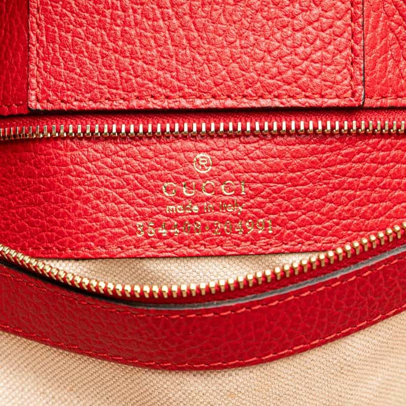 Gucci Medium Dollar Calfskin Swing Tote Red Leather Good condition - Box View