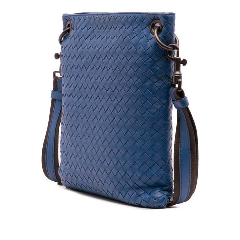 Bottega Veneta Nappa Intrecciato Crossbody Blue Leather Good condition - Back View