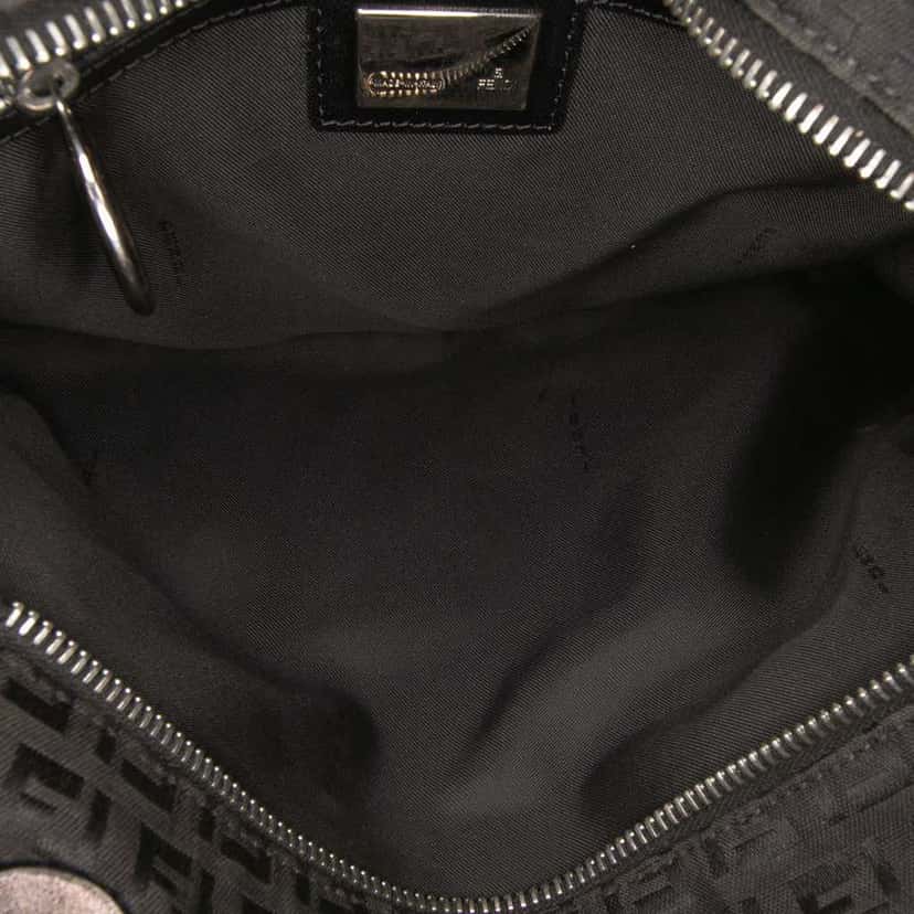 Fendi Zucchino Zebra Print Canvas Diavolo Trapezio Handbag Black Canvas Fair condition - Model View