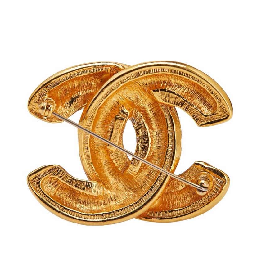 Chanel Gold Plated CC Quilted Brooch Gold Metal Good condition - Inside View