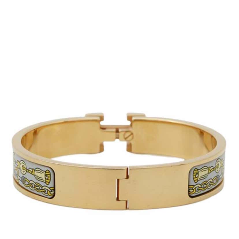 Hermès Narrow Bouquets Selliers Enamel Clic H Bangle Grey Good condition - Inside View