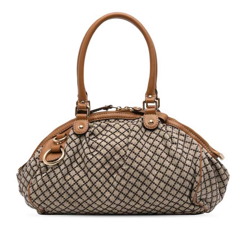 Gucci Diamante Canvas Sukey Satchel Brown Canvas Good condition - Front View