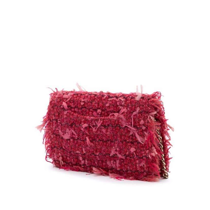 Chanel CC Tweed Wallet On Chain Pink Tweed Good condition - Back View