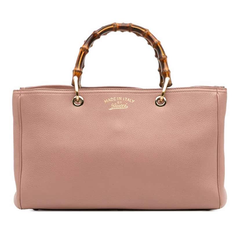 Gucci Medium Calfskin Bamboo Shopper Satchel Pink Leather Good condition - Front View