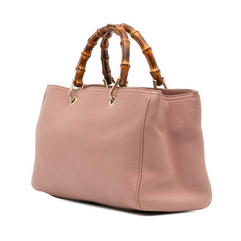 Gucci Medium Calfskin Bamboo Shopper Satchel Pink Leather Good condition - Back View