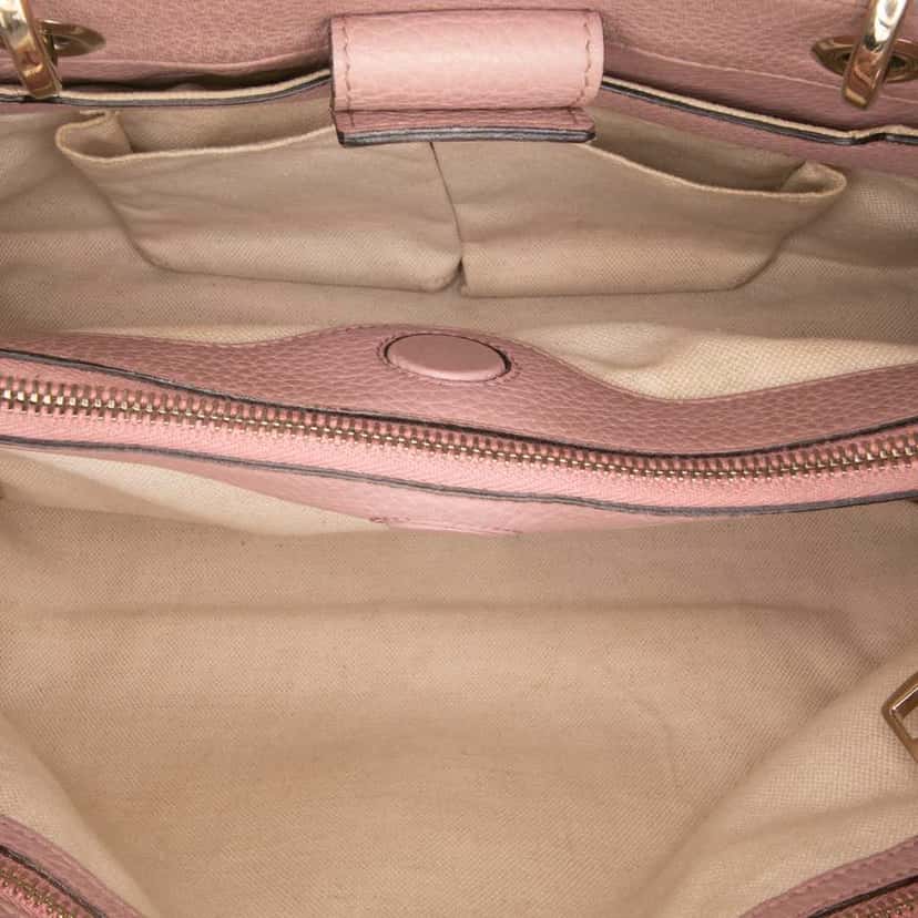Gucci Medium Calfskin Bamboo Shopper Satchel Pink Leather Good condition - Model View