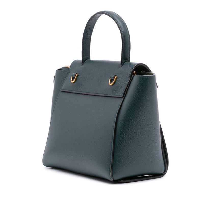 Celine Nano Grained Calfskin Belt Bag Green Leather Good condition - Back View