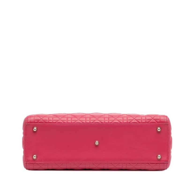 Dior Large Lambskin Cannage Lady Dior Pink Leather Good condition - Inside View