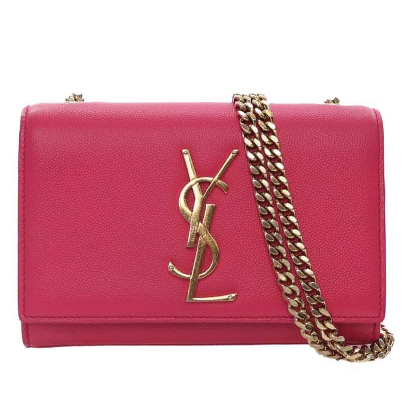Saint Laurent Small Grain De Poudre Monogram Kate Crossbody Pink Leather Good condition - Front View