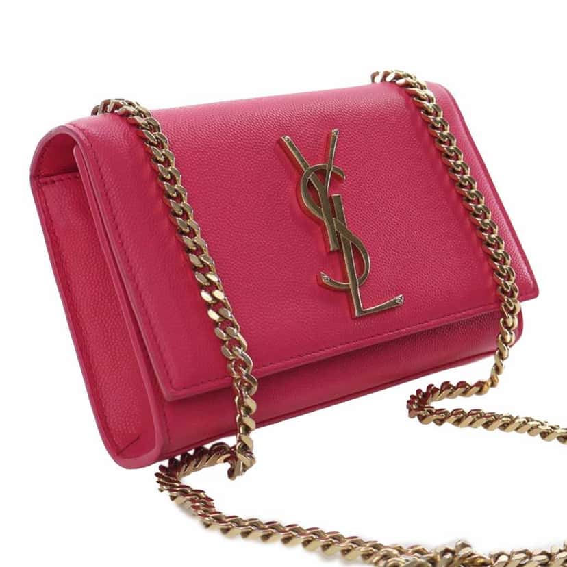 Saint Laurent Small Grain De Poudre Monogram Kate Crossbody Pink Leather Good condition - Back View
