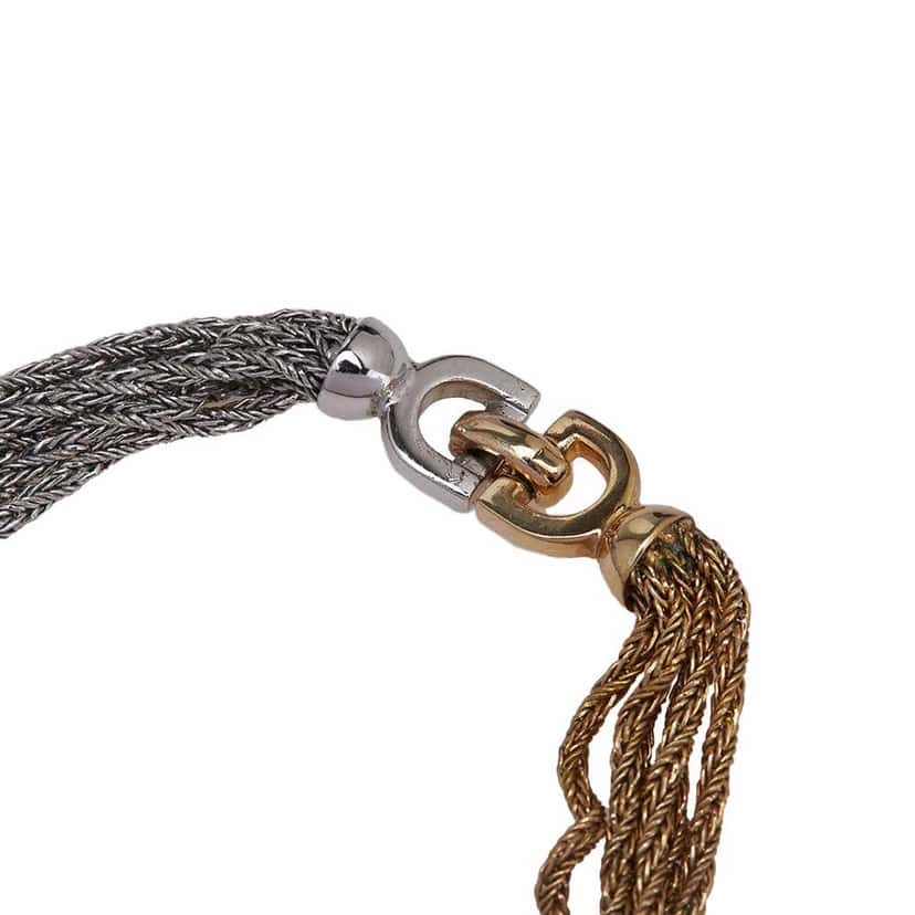Dior Gold and Silver Plated 13 Strands Two Tone Chain Necklace Gold Metal Good condition - Inside View