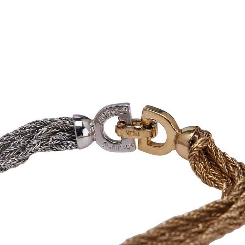 Dior Gold and Silver Plated 13 Strands Two Tone Chain Necklace Gold Metal Good condition - Model View
