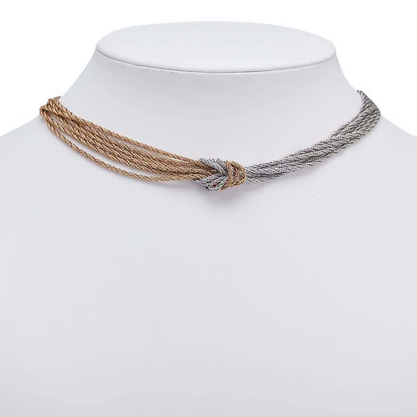 Dior Gold and Silver Plated 13 Strands Two Tone Chain Necklace Gold Metal Good condition - Box View