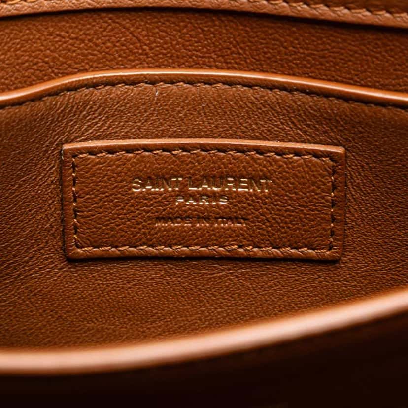 Saint Laurent Mini Raffia Monogram Cassandra Top Handle Bag Brown Good condition - Box View