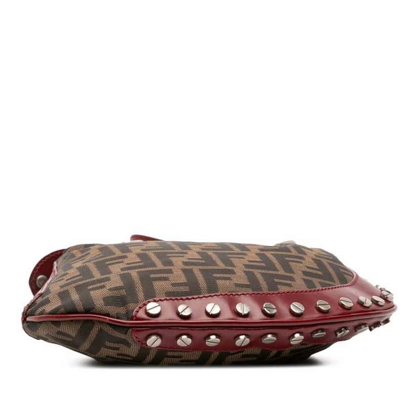 Fendi Zucca Canvas Studded Oyster Hobo Brown Canvas Good condition - Inside View