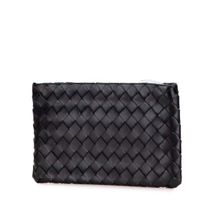 Bottega Veneta Nappa Intrecciato Clutch Black Leather Good condition - Back View
