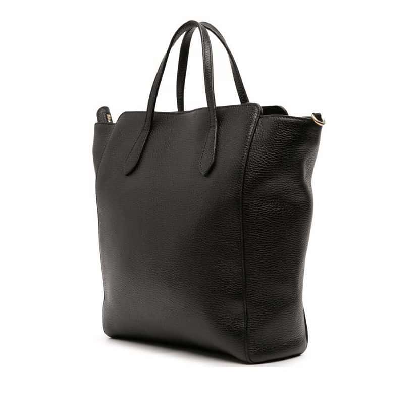 Gucci Leather Swing Convertible Tote Black Leather Good condition - Back View