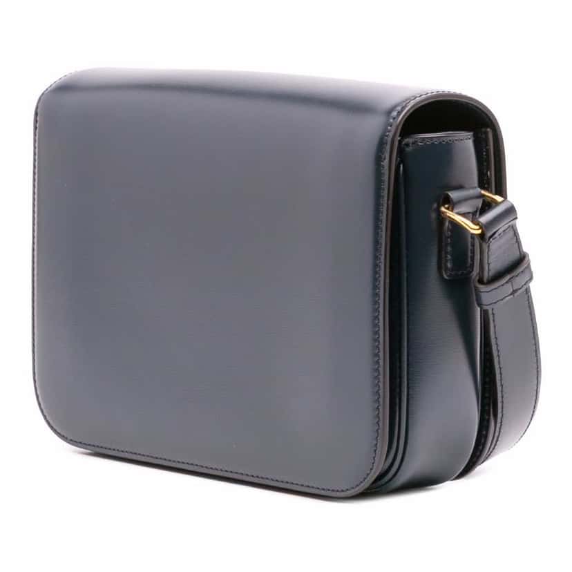 Celine Classique Shiny Calfskin Triomphe Crossbody Blue Leather Good condition - Back View