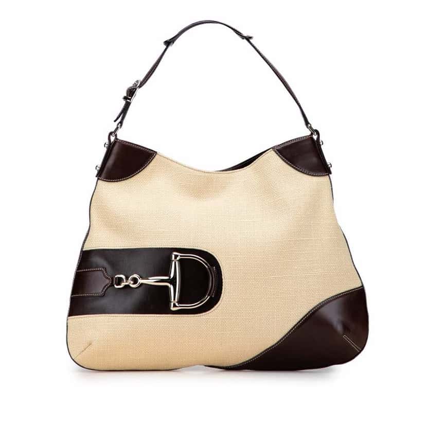 Gucci Raffia Hasler Hobo Brown Good condition - Front View
