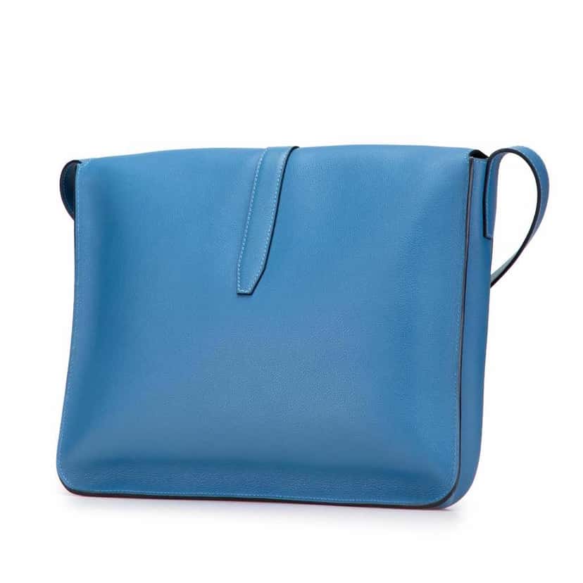 Hermès Togo Steve Light Junior Messenger Blue Leather Good condition - Back View