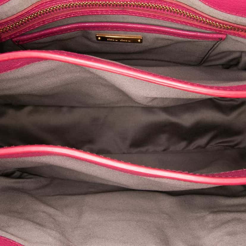 Miu Miu Goatskin Madras Satchel Pink Leather Good condition - Model View