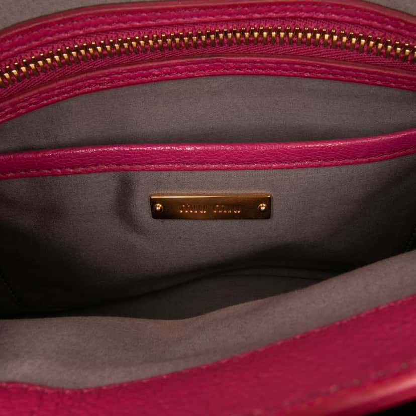Miu Miu Goatskin Madras Satchel Pink Leather Good condition - Box View