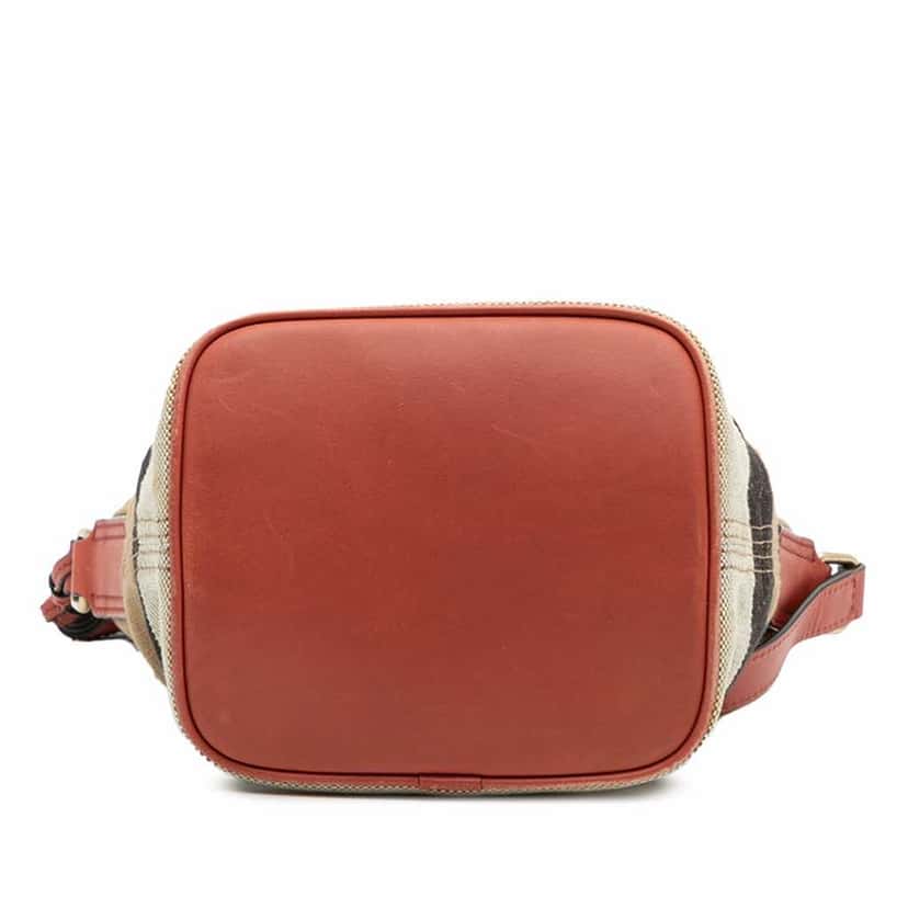 Burberry Mini Mega Check Canvas Ashby Tassel Bucket Bag Brown Canvas Good condition - Inside View