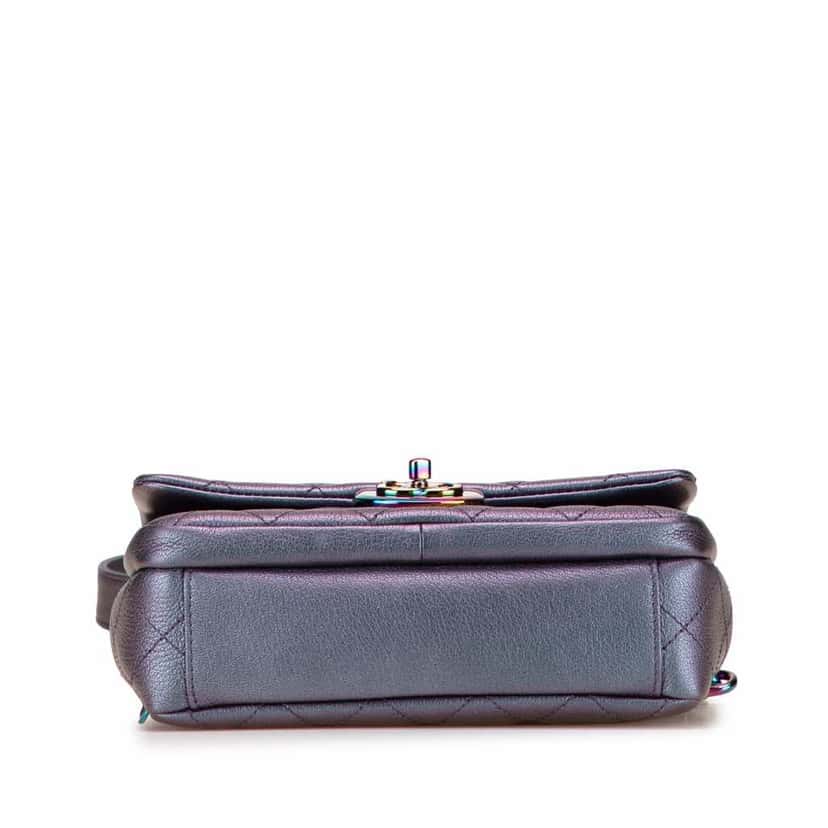 Chanel Small Iridescent Goatskin Double Carry Waist Chain Flap Purple Leather Good condition - Inside View