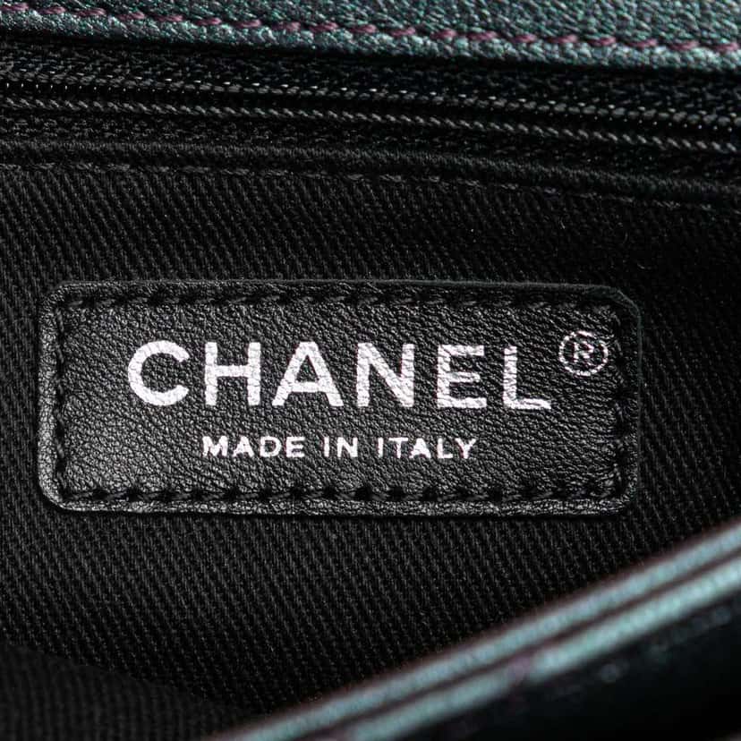 Chanel Small Iridescent Goatskin Double Carry Waist Chain Flap Purple Leather Good condition - Box View
