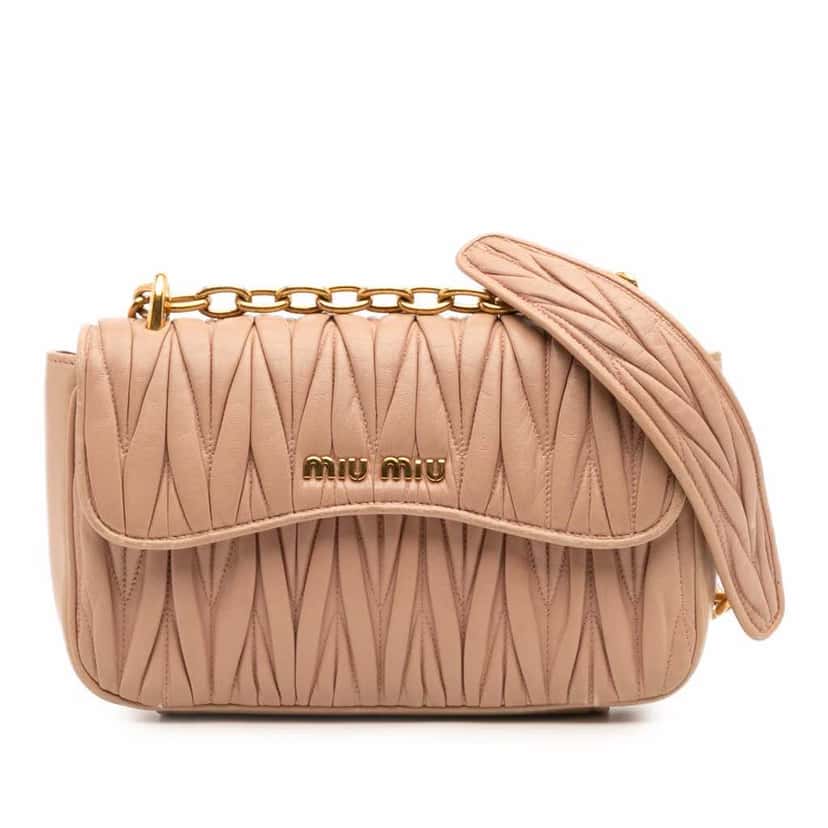 Miu Miu Matelasse Leather Flap Crossbody Brown Leather Fair condition - Front View