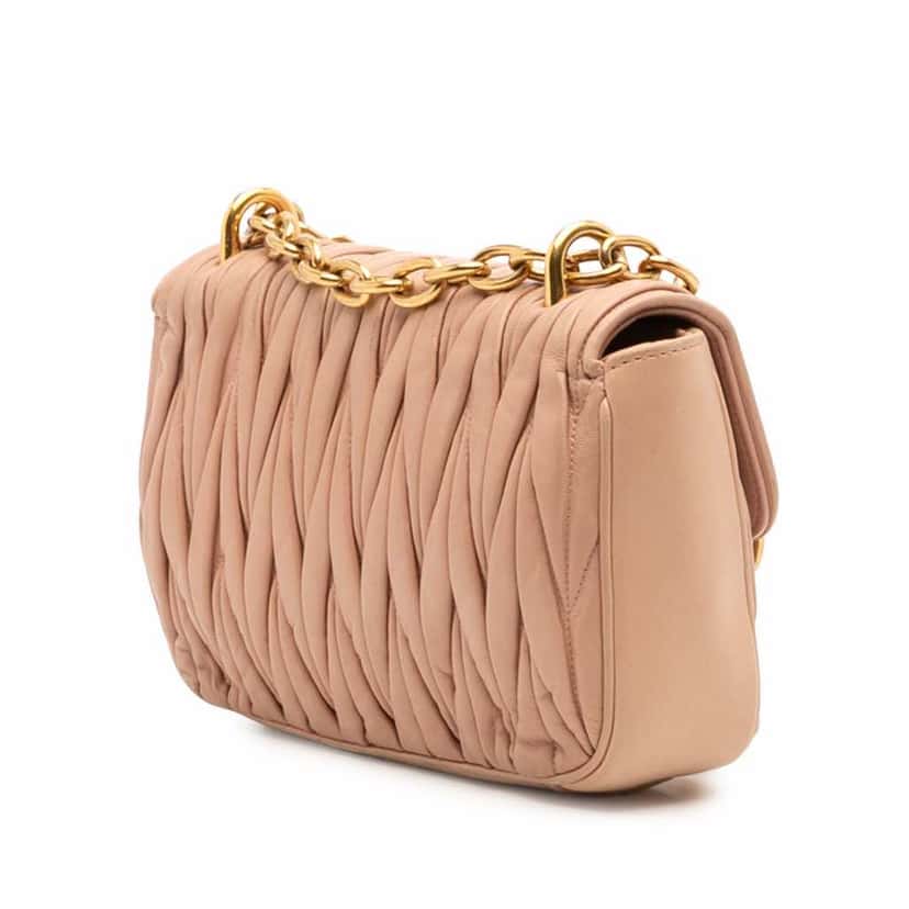 Miu Miu Matelasse Leather Flap Crossbody Brown Leather Fair condition - Back View