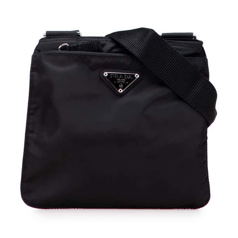 Prada Tessuto Zip Top Crossbody Black Good condition - Front View