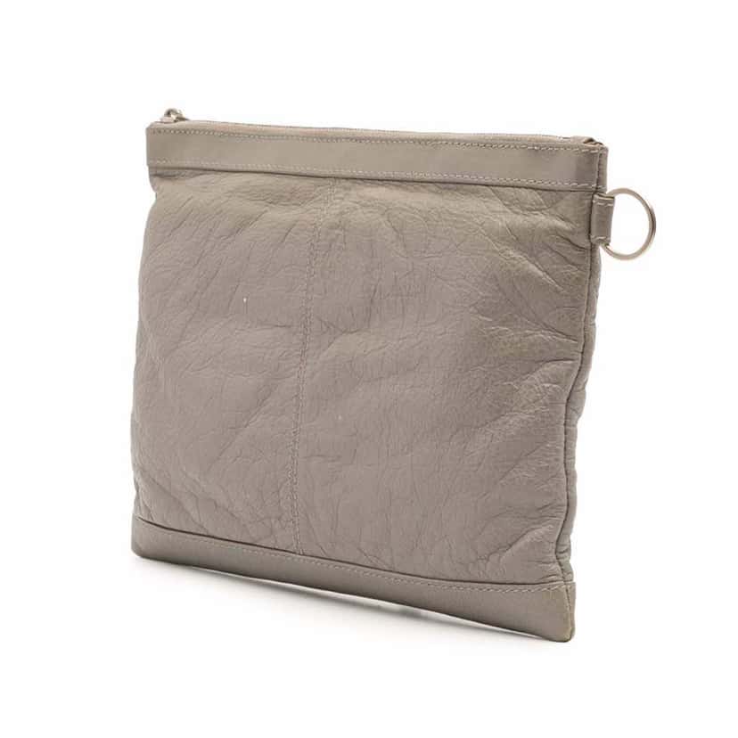Balenciaga Lambskin Motocross Classic Clip M Clutch Grey Leather Very good condition - Back View