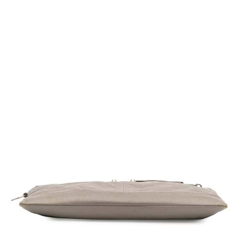 Balenciaga Lambskin Motocross Classic Clip M Clutch Grey Leather Very good condition - Inside View