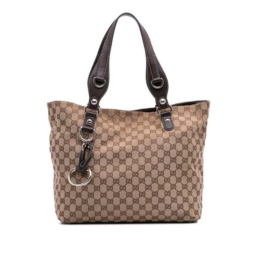 Gucci GG Canvas Icon Bit Tote Brown Canvas Good condition - Front View