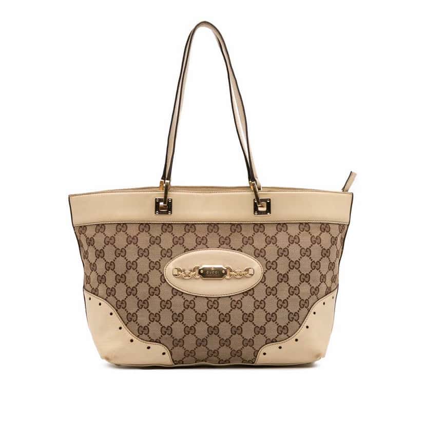 Gucci GG Canvas Punch Tote Brown Canvas Fair condition - Front View