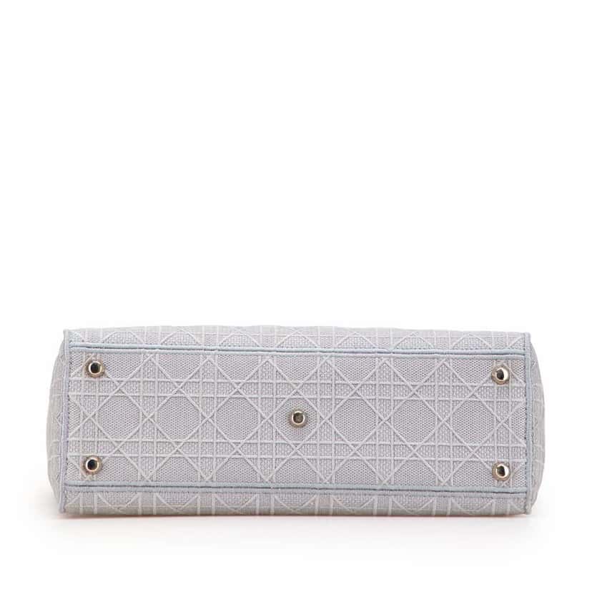 Dior Large Canvas Embroidered Cannage Lady D Lite Grey Canvas Good condition - Inside View