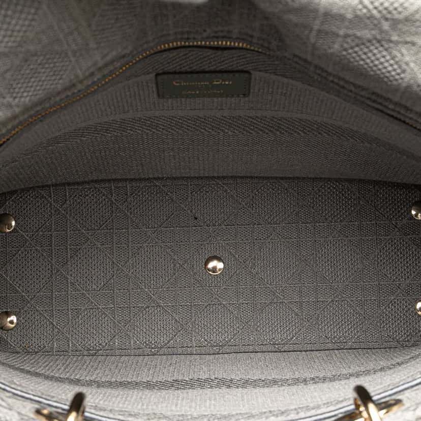 Dior Large Canvas Embroidered Cannage Lady D Lite Grey Canvas Good condition - Model View