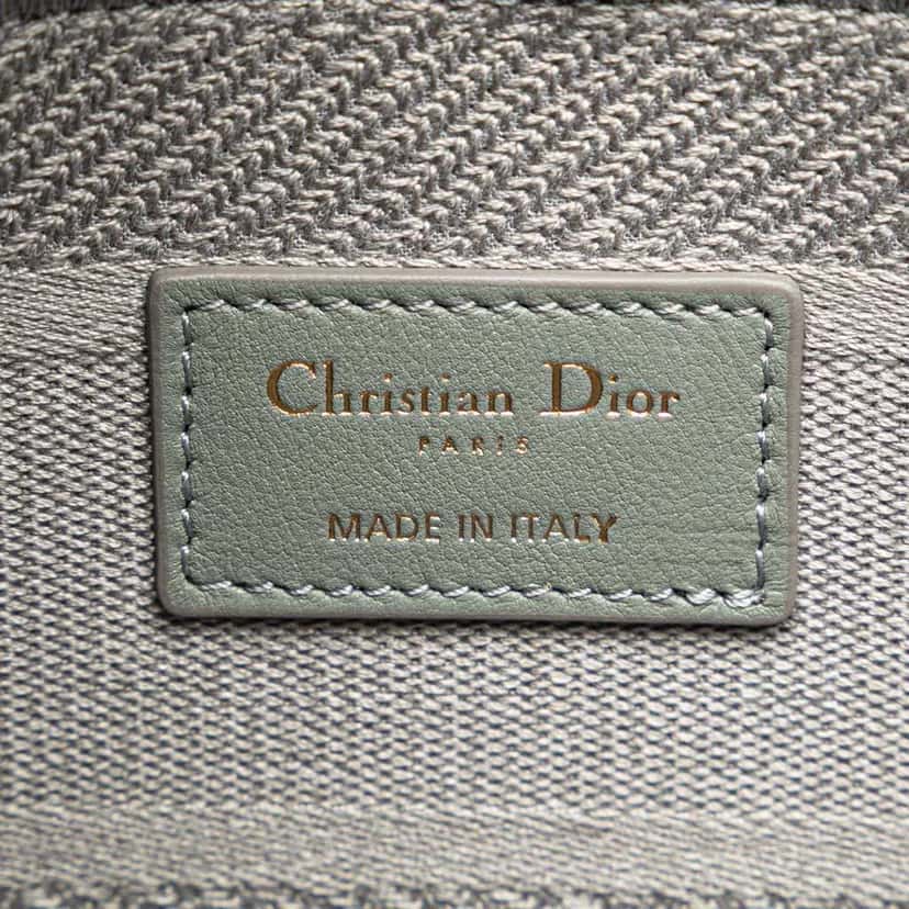 Dior Large Canvas Embroidered Cannage Lady D Lite Grey Canvas Good condition - Box View