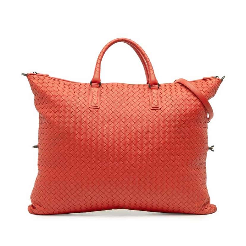 Bottega Veneta Maxi Nappa Intrecciato Convertible Tote Red Leather Good condition - Front View