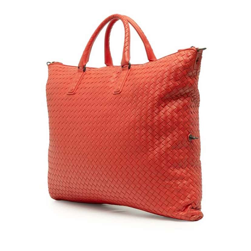 Bottega Veneta Maxi Nappa Intrecciato Convertible Tote Red Leather Good condition - Back View