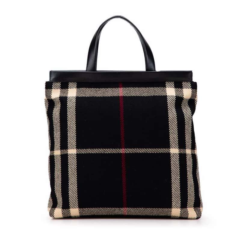 Burberry Exploded Check Wool Tote Black Wool Good condition - Front View