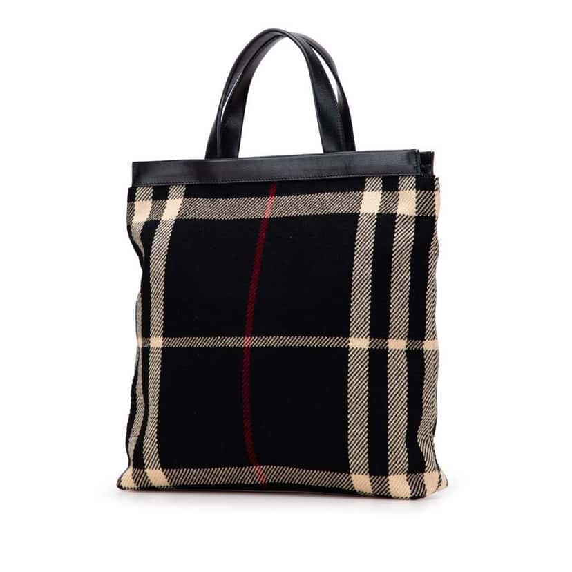 Burberry Exploded Check Wool Tote Black Wool Good condition - Back View