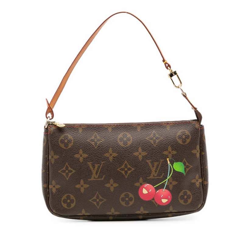 Louis Vuitton Takashi Murakami Monogram Cherry Pochette Accessoires Brown Canvas Good condition - Front View
