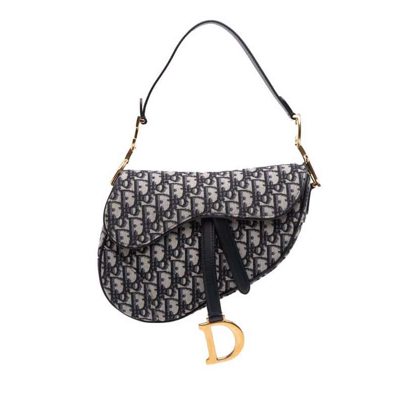 Dior Oblique Canvas Saddle Bag Blue Canvas Good condition - Front View